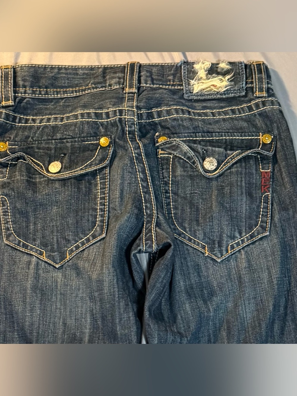 MEK Denim Men’s 30x32 Fit New York Straight Leg Dark Wash Jeans “30x34” Tagged